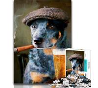 Puzzles pour Adultes représentant Un Chien Blue Heeler fumant, 1 000 pièces, pour stimuler Le Cerveau, Jouets addictifs pour cultiver la Patience, Une œuvre d'art 38x26cm