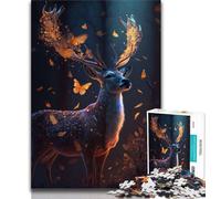Puzzles pour Adultes Rêve de cerf et Papillon Magique 1 000 pièces pour Adolescents Jeux éducatifs décoration d'intérieur à Offrir en Cadeau à Toute la Famille (50x75cm)