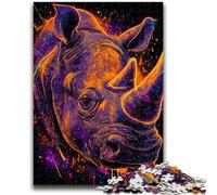 Puzzles pour Adultes, rhinocéros mystérieux, Jouets éducatifs, décoration d'intérieur Unique et Cadeaux pour Les 14 Ans et Plus, 50x75cm