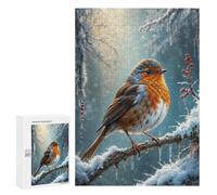 Puzzles pour Adultes Robin Redbreast Winter Puzzles pour Adolescents, Jouets Anti-Stress, Décoration Murale, Cadeaux Uniques pour Anniversaire Et Noël 300 PCS