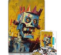 Puzzles pour Adultes Robot dans Le Style de Basquiat Puzzle Adolescent, Anti-Stress Staycation Kill Time Interaction Parent-Enfant (Taille 75x50cm)
