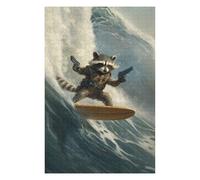 Puzzles pour Adultes Rocket Raccoon Surfing Casse-têtes pour Adolescents, Jeux De Réflexion, Analyse Et Logique, Cadeaux pour Amis Et Famille 75x50cm/1000pcs