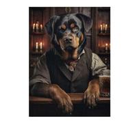 Puzzles pour Adultes Rottweiler in The Bar Casse-têtes pour Adolescents, Jeux De Réflexion, Analyse Et Logique, Cadeaux pour Amis Et Famille 52x38cm/1000pcs