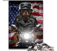 Puzzles pour Adultes Rottweiler sur Moto, Jeu Stimulant et Familial avec des pièces de Formes aléatoires entièrement emboîtables (Taille 26x38cm)