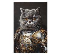 Puzzles pour Adultes Royal Cat Armor Portrait -1 Puzzles pour Adolescents, Jouets Anti-Stress, Décoration Murale, Cadeaux Uniques pour Anniversaire Et Noël 1000pcs(75x50cm)
