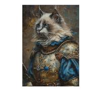 Puzzles pour Adultes Royal Cat Armor Portrait Puzzles Jeux Relaxants Découpe De Précision Cadeaux pour Les Amis Et La Famille 1000pcs(38x26cm)