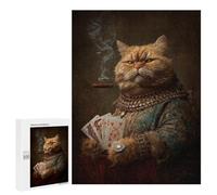 Puzzles pour Adultes Royal Cat with Cigar Puzzles pour Adolescents Cadeau d'anniversaire Stimule Le Cerveau Jeu Stimulant Cadeaux 500 PCS