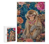 Puzzles pour Adultes Royal Monkey with Pearls Puzzles pour Adolescents : Améliorent La Mémoire. Chaque Pièce Est Unique - Jouets Et Jeux Éducatifs 300 PCS