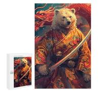 Puzzles pour Adultes Samurai Bear with Dragon Sword Puzzle pour Adolescents Améliore La Mémoire Difficile Et Stimulant Idéal comme Cadeau 1000 PCS