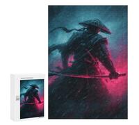 Puzzles pour Adultes Samurai Warrior in Rain Puzzles pour Adolescents Cadeau d'anniversaire Stimule Le Cerveau Jeu Stimulant Cadeaux 300 PCS