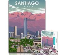 Puzzles pour Adultes Santiago Chili Travel Art 1000 pièces, Staycation Kill Time, Chaque pièce est Unique - Jeu Familial Stimulant et Amusant 50x75cm