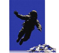 Puzzles pour Adultes Silhouette d'astronaute - Explorateur Spatial sur Affiche Bleue Jeu éducatif Défi Jouet 500 pièces (52 x 38 cm)