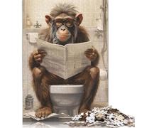 Puzzles pour Adultes Singe sur Les Toilettes s'assemblent Parfaitement Jeux de Puzzle pour Adultes pour Femmes et Hommes 1000 pièces (75x50cm)