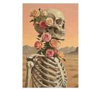 Puzzles pour Adultes Skeleton with Roses Puzzle pour Adultes - Jeu Manuel - Améliore La Mémoire - Cadeaux d'anniversaire Et Cadeaux Uniques 75x50cm/1000pcs