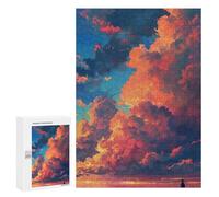 Puzzles pour Adultes Sky on Fire Dramatic Sunset Clouds Puzzles pour Adolescents : Améliorent La Mémoire. Chaque Pièce Est Unique - Jouets Et Jeux Éducatifs 300 PCS