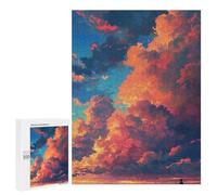 Puzzles pour Adultes Sky on Fire Dramatic Sunset Clouds Puzzles pour Adultes : Anti-Stress, Difficile Et Stimulant, pour des Soirées Jeux en Famille 500 PCS