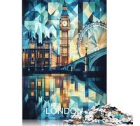 Puzzles pour Adultes, Skyline cubiste Abstraite de Londres avec Monuments emblématiques, Jeu éducatif, défi, 1 000 pièces (75 x 50 cm)