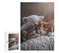 Puzzles pour Adultes Sleeping Kittens Puzzles pour Adolescents, Jouets Anti-Stress, Décoration Murale, Cadeaux Uniques pour Anniversaire Et Noël 300 PCS