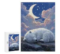 Puzzles pour Adultes Sleeping Polar Bear Night Sky Puzzles pour Adultes : Anti-Stress, Difficile Et Stimulant, pour des Soirées Jeux en Famille 300 PCS