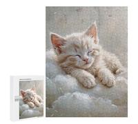 Puzzles pour Adultes Sleeping White Kitten on Clouds Puzzles pour Adultes - Jeux De Détente - Défi Difficile À Relever 500 PCS