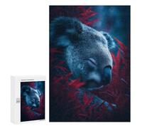 Puzzles pour Adultes Sleepy Koala in Red Leaves Puzzles pour Adolescents Cadeau d'anniversaire Stimule Le Cerveau Jeu Stimulant Cadeaux 300 PCS