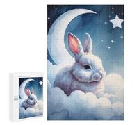 Puzzles pour Adultes Sleepy White Rabbit on Clouds Watercolor Puzzle : Jeu Manuel Amusant Et Humoristique, Cadeau d'anniversaire, Cadeaux, 1000 PCS