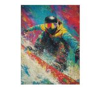 Puzzles pour Adultes Snowboarder in Action -12 Puzzles Jeux Relaxants Découpe De Précision Cadeaux pour Les Amis Et La Famille 1000pcs(52x38cm)