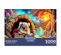 Puzzles pour Adultes « Souris » pour se détendre Hamster Qui Regarde à Travers Un Livre, Jeu éducatif et défi, décoration Murale, 38x26 cm/1000pcs