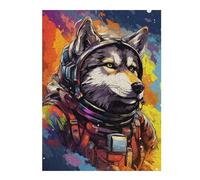 Puzzles pour Adultes Space Wolf Astronaut Suit Puzzles pour Adultes Jeu Manuel Une Œuvre d'art Cadeaux Uniques pour Un Anniversaire Et Noël