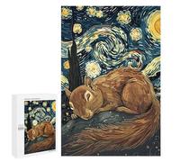 Puzzles pour Adultes Squirrel Sleeping Under Starry Night Sky Puzzle pour Adultes - Jouets Anti-Stress - Une Œuvre d'art - Difficile Et Stimulant 1000 PCS
