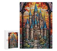 Puzzles pour Adultes Stained Glass Castle Puzzles pour Adolescents, Jouets Anti-Stress, Décoration Murale, Cadeaux Uniques pour Anniversaire Et Noël 300 PCS