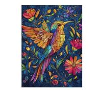 Puzzles pour Adultes Stained Glass Hummingbird Garden Puzzles Jeux Relaxants Découpe De Précision Cadeaux pour Les Amis Et La Famille 1000pcs(52x38cm)