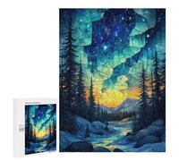 Puzzles pour Adultes Stained Glass Night Sky Puzzle pour Adultes - Décoration Murale - Idéal comme Cadeau 500 PCS