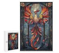 Puzzles pour Adultes Stained Glass Phoenix Puzzles pour Adolescents, Jouets Anti-Stress, Décoration Murale, Cadeaux Uniques pour Anniversaire Et Noël 1000 PCS