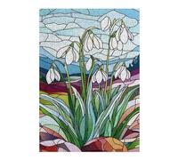 Puzzles pour Adultes Stained Glass Snowdrops Puzzle pour Adultes À Monter Soi-même, Jouet, Cadeau d'anniversaire, Super Cadeau pour Les Gamers 38x26cm/1000pcs