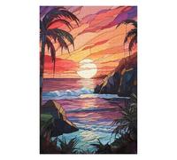 Puzzles pour Adultes Stained Glass Sunset Beach Puzzles pour Adultes : Jouets Anti-Stress, mais Aussi Cadeaux Amusants Et Humoristiques pour Les Amis Et La Famille 75x50cm/1000pcs