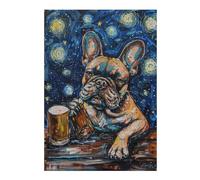 Puzzles pour Adultes Starry Night Bulldog with Beer Puzzles Jeux Relaxants Découpe De Précision Cadeaux pour Les Amis Et La Famille 1000pcs(38x26cm)