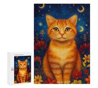 Puzzles pour Adultes Starry Night Cat Garden -4 Puzzle pour Adolescents Améliore La Mémoire Difficile Et Stimulant Idéal comme Cadeau 300 PCS