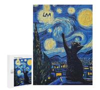 Puzzles pour Adultes Starry Night Cat Puzzle pour Adultes, Jeu Familial, Défi Difficile, Cadeaux pour Les Amis Et La Famille 500 PCS