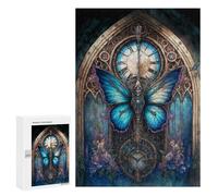 Puzzles pour Adultes Steampunk Butterfly Clock Art Print Puzzles pour Adolescents Cadeau d'anniversaire Stimule Le Cerveau Jeu Stimulant Cadeaux 300 PCS