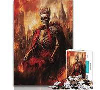 Puzzles pour Adultes Style Basquiat Roi Squelette Adolescent Puzzle, Anti-Stress Staycation Kill Time Interaction Parent-Enfant (Taille 75x50cm)