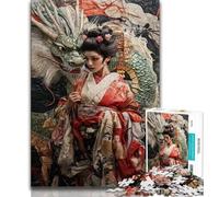 Puzzles pour Adultes Style Japonais Geisha 1000 pièces Jouet éducatif et décompressant idéal pour Un Anniversaire ou comme Cadeau (26x38cm)