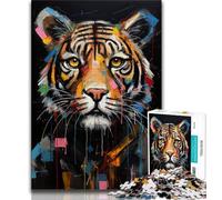 Puzzles pour Adultes Style Tigre Basquiat 1 000 pièces Jouet éducatif et décompressant idéal pour Un Anniversaire ou comme Cadeau (50x75cm)