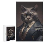 Puzzles pour Adultes Stylish Cat in Formal Attire Puzzles pour Adolescents, Jouets Anti-Stress, Décoration Murale, Cadeaux Uniques pour Anniversaire Et Noël 1000 PCS