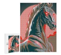 Puzzles pour Adultes Stylized Horse with Glowing Red Eyes Puzzle pour Adultes, Jeu Familial, Défi Difficile, Cadeaux pour Les Amis Et La Famille 500 PCS