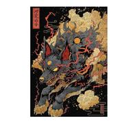 Puzzles pour Adultes Stylized Wolf Illustration with Japanese Elements Puzzle pour Adultes Jeux Relaxants Course De Vitesse Manuelle Cadeau d'anniversaire, Cadeaux, 38x26cm/1000pcs