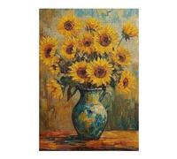 Puzzles pour Adultes Sunflower Bouquet Oil Painting-5 Puzzles Jeux Relaxants Découpe De Précision Cadeaux pour Les Amis Et La Famille 1000pcs(38x26cm)