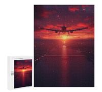 Puzzles pour Adultes Sunset Flight Over City Lights Puzzle pour Adolescents Améliore La Mémoire Difficile Et Stimulant Idéal comme Cadeau 500 PCS