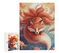 Puzzles pour Adultes Sunset Nine Tailed Fox Puzzle pour Adultes, Jeu De Réflexion, Une Œuvre d'art, Activités Amusantes À La Maison, 500 PCS