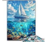 Puzzles pour Adultes sur Le thème des navires naviguant sur l'océan, Anti-Stress, Vacances à la Maison, avec Affiche et fiche de Questions-réponses Assorties (50x75cm)